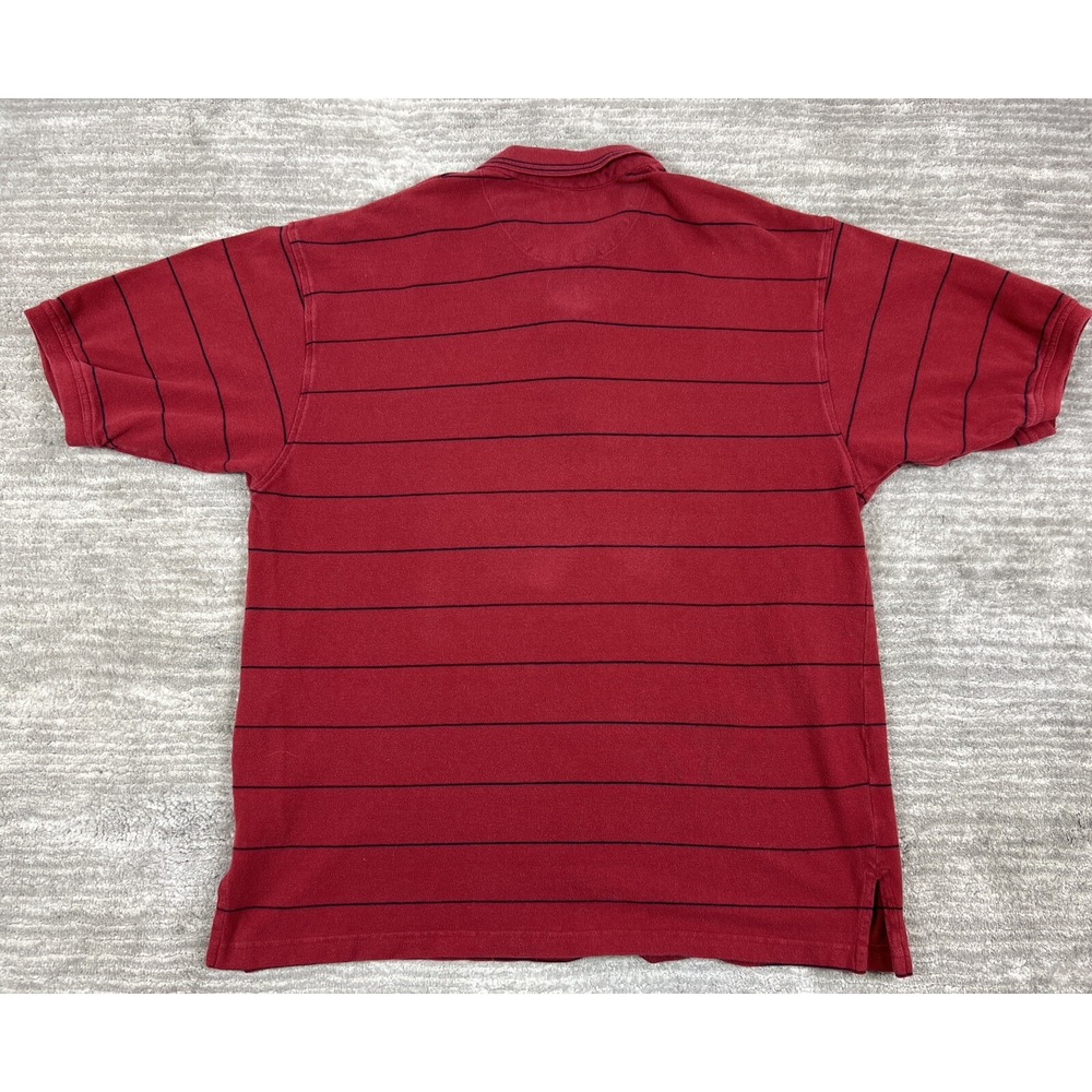 Bugle Boy Polo Shirt Mens XXL Red Striped Short Sleeve Vintage 90s Cotton Pique - Picture 6 of 10